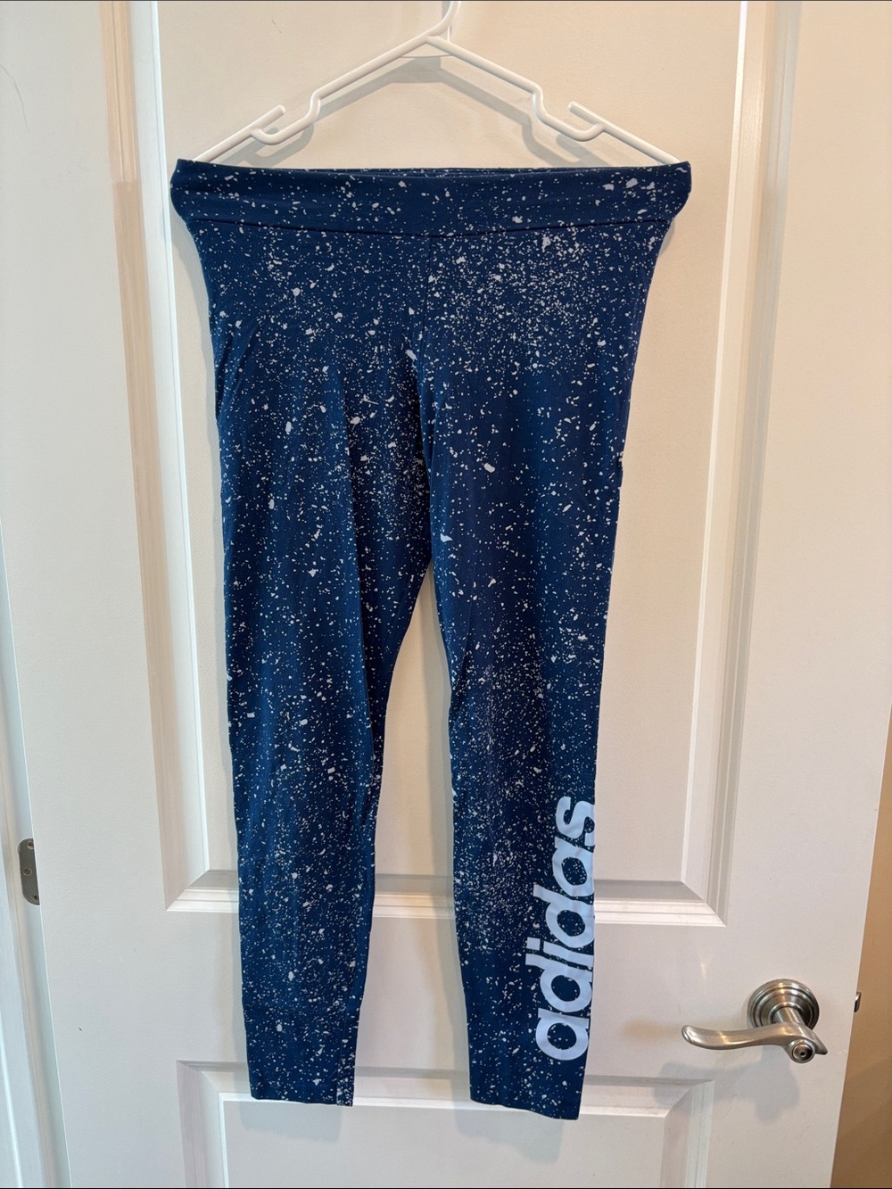 adidas Navy Blue Speckle Print Leggings with White Logo